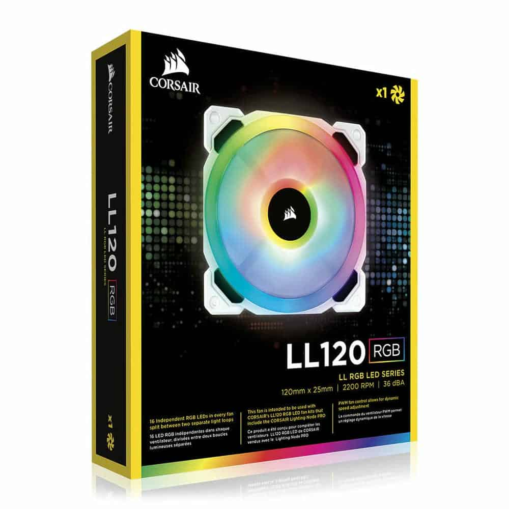 (image for) Corsair White LL120 RGB 120mm Dual Light Loop 1 Fan Expansion Pack